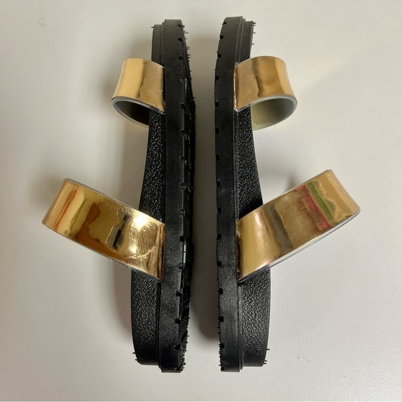 ANN MORE Dallas Gold JELLY SANDALS, DOUBLE STRAP slide women’s size 39 - Picture 4 of 9